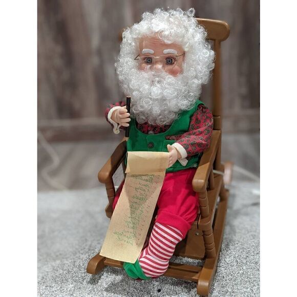 Santa's Best Animated Collectible Santa 18” Santa Claus in Moving Rocking chair - Picture 5 of 16
